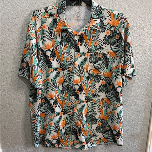 BUC-EE'S Other - Buc-ee’s Men's Short-Sleeve Tropical Button-Down Shirt - Orange & Teal 2X